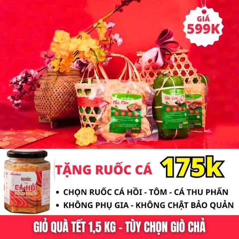Combo Giỏ Quà 1.5kg Giò Chả Sạch – Biếu Tặng Sạch, Giao Nóng Mỗi Ngày
