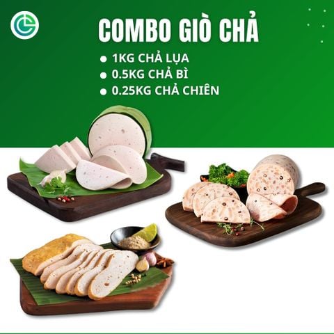 Combo Giò Chả Ngon Cửu Long: Chả Lụa (1KG), Chả Bì (0.5KG), Chả Chiên (0.25KG) - Gói Lá Chuối, Giao Nóng Mỗi Ngày
