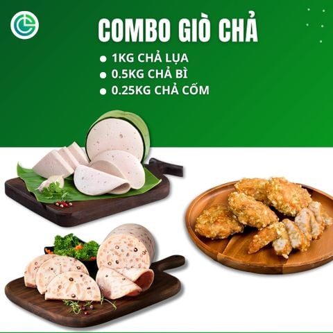 Combo Giò Chả Ngon Cửu Long: Chả Lụa (1KG), Chả Bì (0.5KG), Chả Cốm (0.25KG) - Giao Nóng Mỗi Ngày, Không Túi Nilon