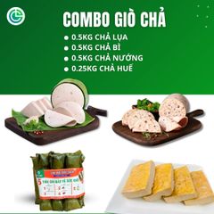 Combo Giò Chả Ngon Cửu Long: Chả Lụa (0.5KG), Chả Bì (0.5KG), Chả Nướng (0.5KG), Chả Huế (0.25KG) - Không Túi Nilon, Giao Nóng