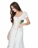  White Powder Lace silky skirt 