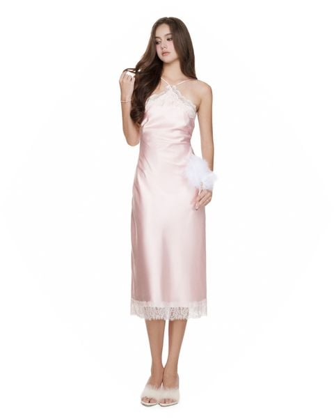 Sweetling Blush lace silky dress 