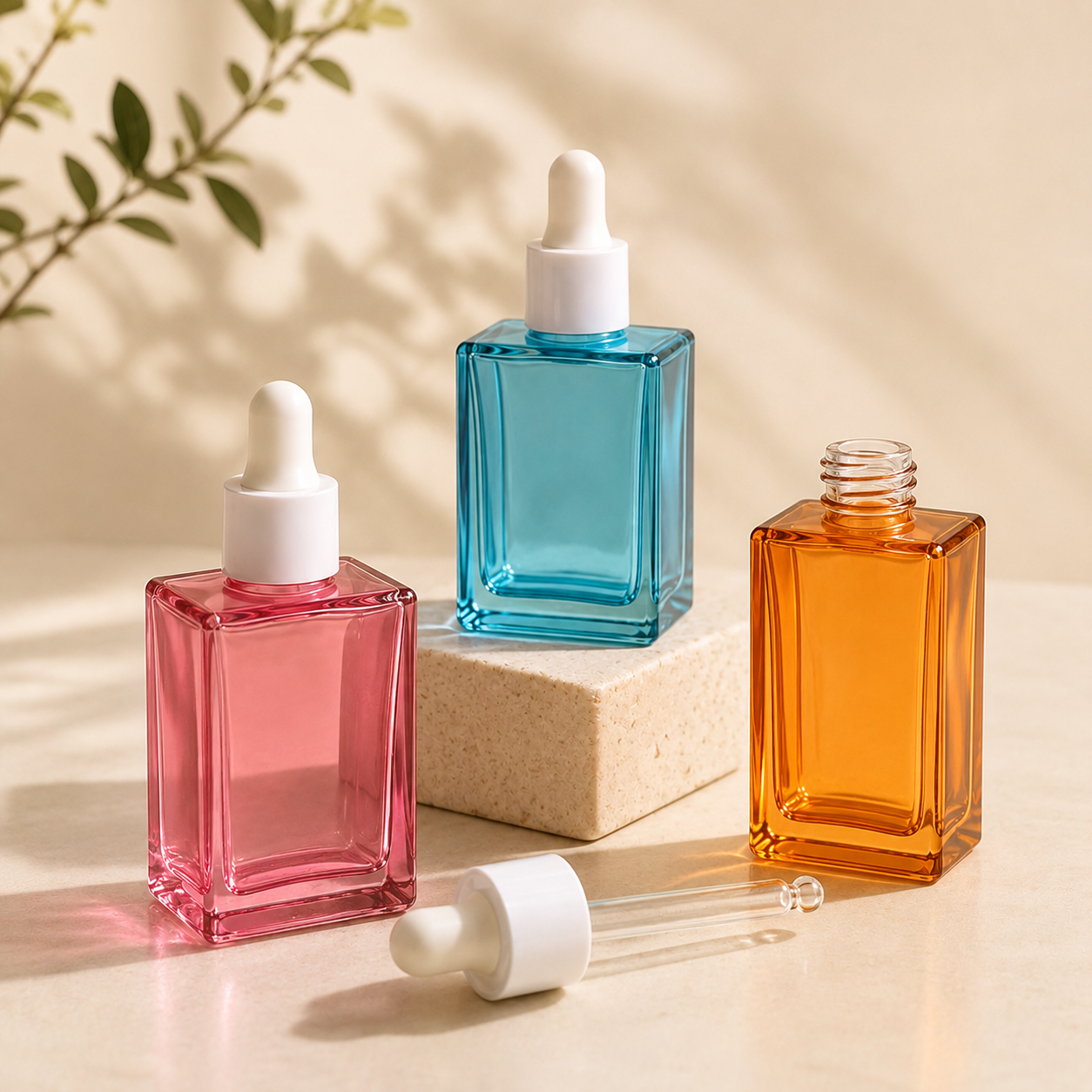  Chai thủy tinh vuông nhỏ giọt 30ml đựng serum, tinh chất dưỡng da | Limex Packaging 