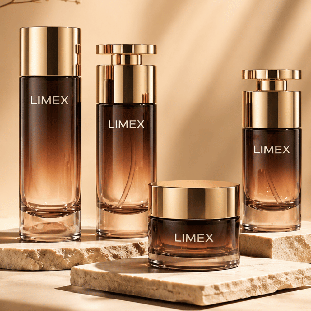  Bộ Chai Lọ Mỹ Phẩm Cao Cấp Màu Hổ Phách – Bao Bì Serum, Kem Dưỡng Sang Trọng 