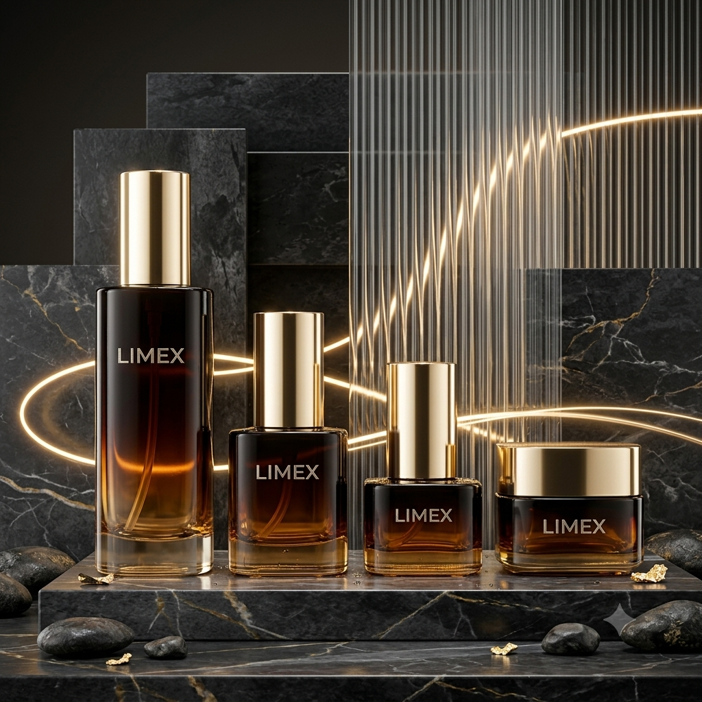  Bộ Chai Lọ Hũ Thủy Tinh Đựng Mỹ Phẩm Màu Nâu Ombre Nắp Vàng – Limex 