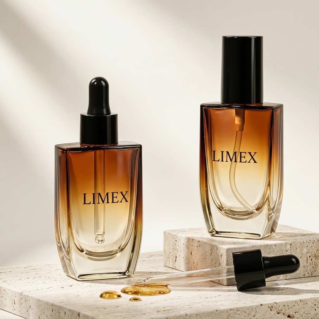  Chai Thủy Tinh Đựng Tinh Dầu, Serum Vuông Màu Nâu Ombre Cao Cấp – Limex 