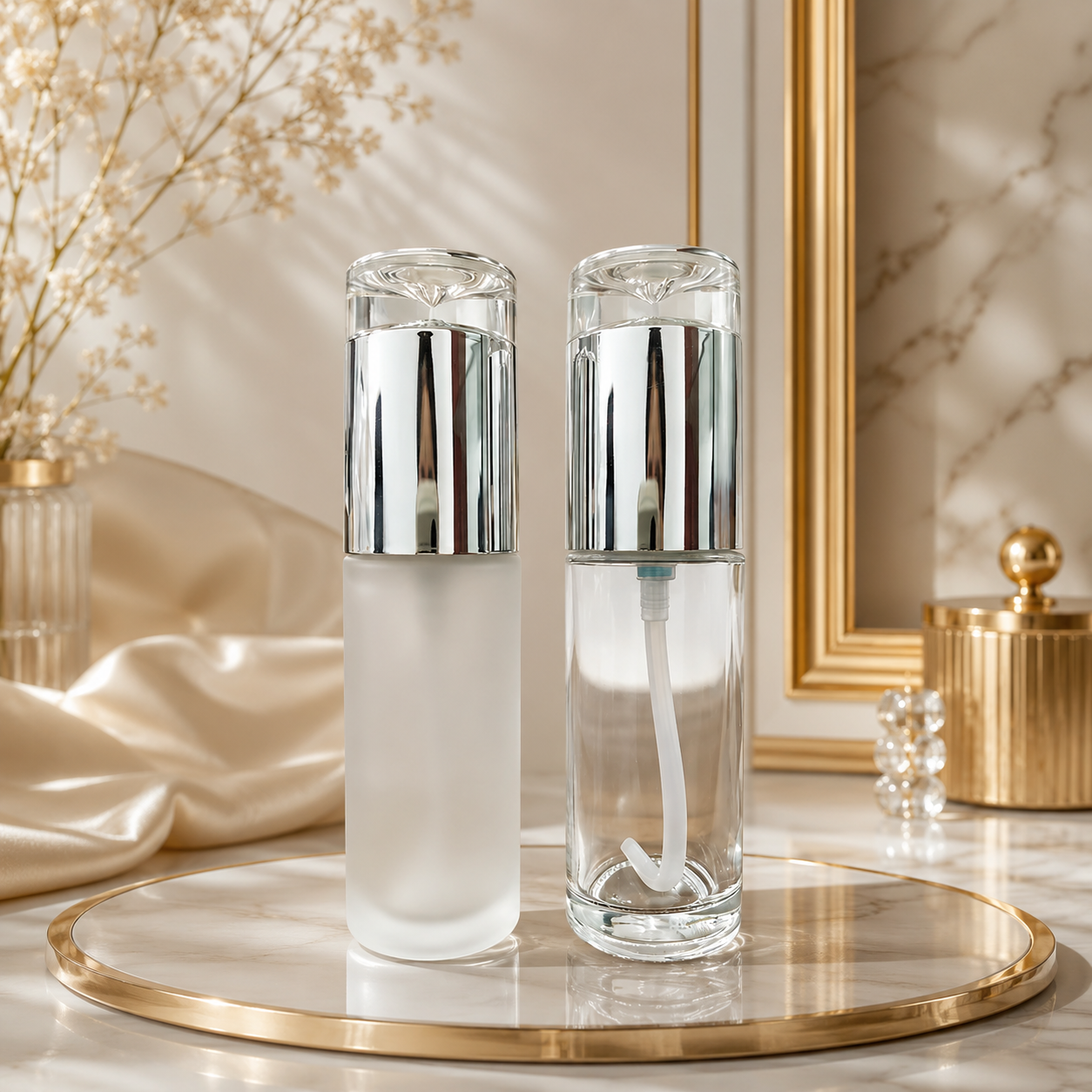  Chai serum thủy tinh mờ nắp bạc 30ml dùng đựng serum dưỡng da | Limex Packaging 