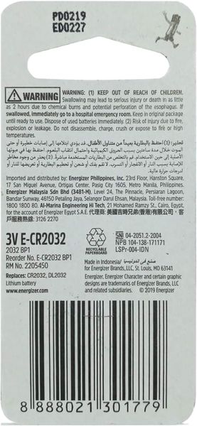 PIN ENERGIZER 2032 BP1