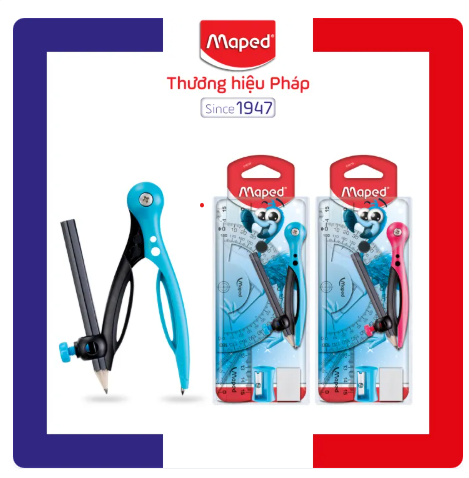 MAPED - Hộp Compa Pulse - set 8 (Compa, chuốt chì, gôm, chì đen, bộ 4 thước)