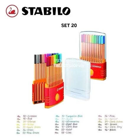 Bộ bút kim 20 màu STABILO Point 88 PT88 THEARTSHOP