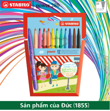 Bút lông đầu to STABILO Power PW280-12 (Hộp 12 màu)