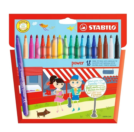 Bút lông đầu to STABILO power PW280-18 ( Hộp 18 màu)