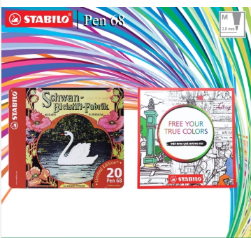 Bộ bút lông màu STABILO Pen 68 1.0mm (20 màu/hộp thiếc)