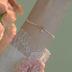 Set Bộ Trang Sức Ngọc Trai Hạt Tròn Nhí 2-3mm Khoá Cham Hạt Trai Chuông MADAME HIEN PEARLS Đáng Yêu SCG010