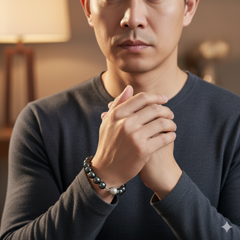 Vòng Tay VIP Ngọc Trai Đen Lông Công Tự Nhiên 9-10mm Khoá Bi Tròn Sang Trọng MADAME HIEN PEARLS VTT140