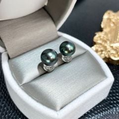Bông Tai Nụ Bạc Ý s925 Đính 1 Hạt Ngọc Trai Đen Tự Nhiên Tối Giản MADAME HIEN PEARLS Cho Nữ BTT051