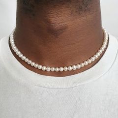 Vòng Cổ Ngọc Trai Hạt Gần Tròn 3-4mm Tự Nhiên Phong Cách Vintage Unisex Nam Nữ CT030