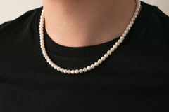 Vòng Cổ Ngọc Trai Hạt Gần Tròn 3-4mm Tự Nhiên Phong Cách Vintage Unisex Nam Nữ CT030