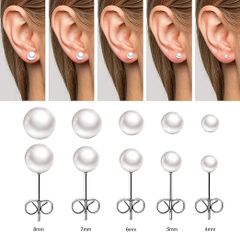 Bông Tai Bạc Ý s925 Đính 1 Hạt Ngọc Trai Tự Nhiên 4-6mm Tối Giản MADAME HIEN PEARLS Cho Nữ BTT051