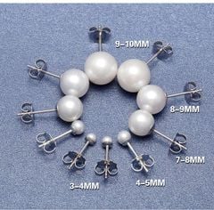 Bông Tai Bạc Ý s925 Đính 1 Hạt Ngọc Trai Trắng Tròn Tự Nhiên 8-11mm Tối Giản MADAME HIEN PEARLS BTT051