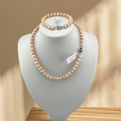 [Kèm kiểm định] Bộ Set Ngọc Trai Vòng cổ và Vòng Tay Bộ Trang Sức Ngọc Trai Hồng Tím 8-9mm Tự Nhiên Ngọc Trai Phú Quốc Giá Sỉ SCT050