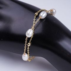Vòng Tay Ngọc Trai Dây Chuyền Đôi Điểm 5 Hạt Ngọc Trai Gạo Tự Nhiên MADAME HIEN PEARLS Unisex Nam Nữ VTG053