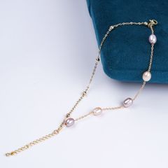 Vòng Tay Ngọc Trai Dây Chuyền Đôi Điểm 5 Hạt Ngọc Trai Gạo Tự Nhiên MADAME HIEN PEARLS Unisex Nam Nữ VTG053