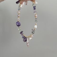 Vòng Tay Ngọc Trai Baroque Tự Nhiên Nhiều Kích Thước Phối Đá Thạch Anh Tím Thiết Kế MADAME HIEN PEARLS VTB015