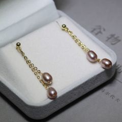 Bông Tai Ngọc Trai Nước Ngọt Tự Nhiên Giọt Nước Tua Dài MADAME HIEN PEARLS BTG049