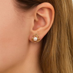 Bông Tai Ngọc Trai Tự Nhiên Hoa 5 Cánh MADAME HIEN PEARLS Thời Trang Nữ BTN189