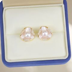 Bông Tai Ngọc Trai Tự Nhiên Mặt Hoa 3D 3 Cánh Lạ Mắt Xinh Xắn MADAME HIEN PEARLS Cho Nữ BTN301