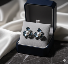 Bông Tai Bạc Nữ Hình Hoa Mai Đính Ngọc Trai Màu Xanh Pastel - Trang Sức Ngọc Trai Phú Quốc Giá Sỉ Cao Cấp, Thời Trang BTN322A