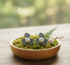 Bông Tai Bạc Nữ Hình Hoa Mai Đính Ngọc Trai Màu Xanh Pastel - Trang Sức Ngọc Trai Phú Quốc Giá Sỉ Cao Cấp, Thời Trang BTN322A