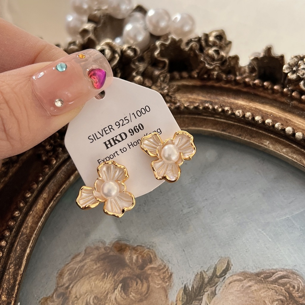 Bông Tai Bạc Nữ Hình Hoa Mai Đính Ngọc Trai Tone Pastel - Trang Sức Ngọc Trai Phú Quốc Giá Sỉ Cao Cấp, Thời Trang BTN322B