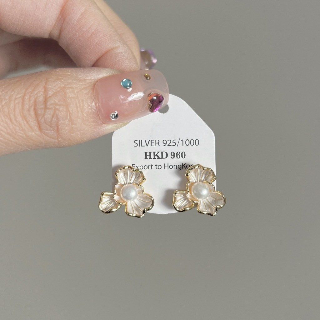 Bông Tai Bạc Nữ Hình Hoa Mai Đính Ngọc Trai Tone Pastel - Trang Sức Ngọc Trai Phú Quốc Giá Sỉ Cao Cấp, Thời Trang BTN322B