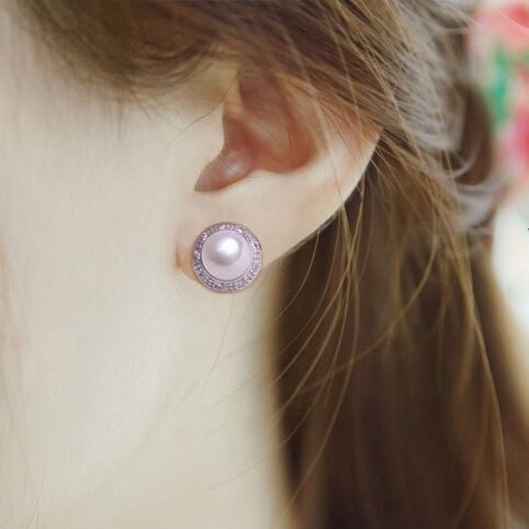 Bông Tai Ngọc Trai Nữ Phong cách Bạc s925 Stud Pearl Earrings Đính Đá Sang Trọng MADAME HIEN PEARLS BTN310
