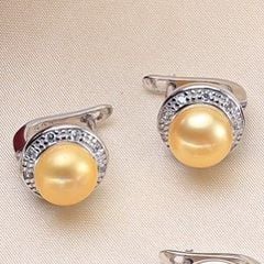 Bông Tai Ngọc Trai Nữ Phong cách Bạc s925 Stud Pearl Earrings Đính Đá Sang Trọng MADAME HIEN PEARLS BTN310