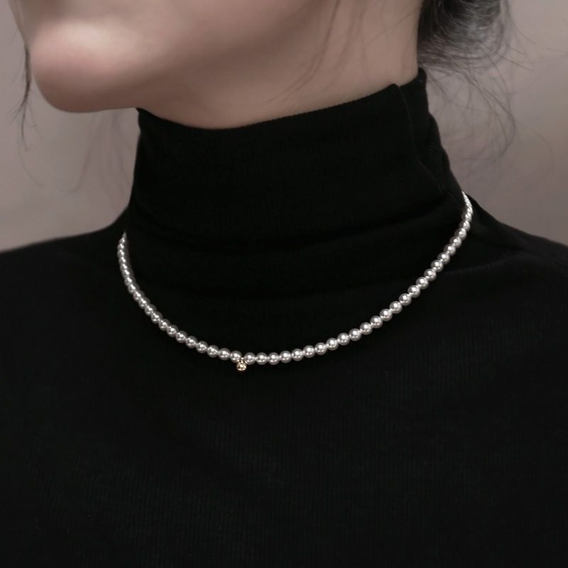 Vòng Cổ Ngọc Trai Tự Nhiên Tròn Nhí 2-3mm Khoá Bạc s925 Đính Mặt Chuông Bi Vàng - Vòng Cổ Thanh Lịch Phong Cách Hàn Quốc Cho Nữ MADAME HIEN PEARLS Cho Nữ CT074