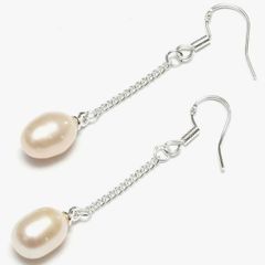 Bông Tai Bạc Móc Câu Tua Rua Dài MADAME HIEN PEARLS Hạt Ngọc Trai Giọt Nước dễ thương BTG001L