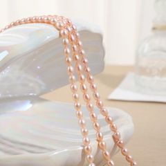 Vòng Cổ Ngọc Trai Hạt Gạo Oval Tự Nhiên 5-6mm Khoá Bạc 925 Dây Chuyền Hạt Nhỏ - Ngọc trai Giá Sỉ Phú Quốc CG002