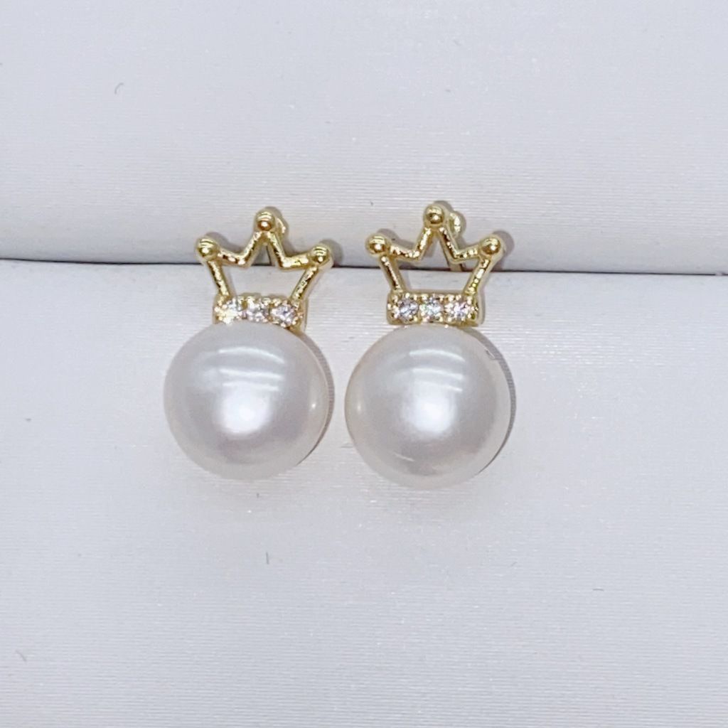 Bông Tai Ngọc Trai Tự Nhiên Dáng Vương Miện Đáng Yêu MADAME HIEN PEARLS BTN093
