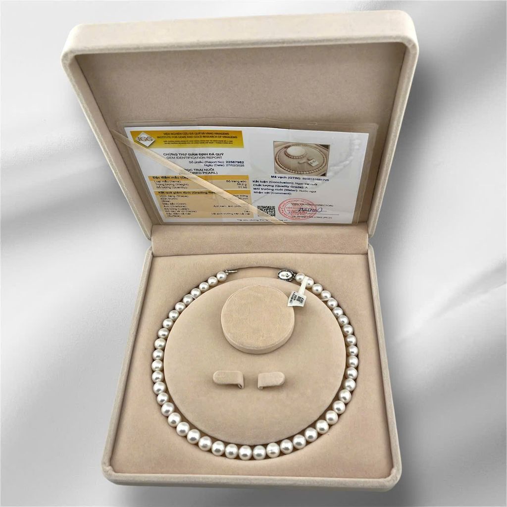 [Kèm Kiểm Định] Vòng Cổ Ngọc Trai Tự Nhiên Cao Cấp Chuẩn 8-9mm AAA+ Vòng Cổ Nước Ngọt Có Chứng Nhận Trang Sức Quý Phái MADAME HIEN PEARLS Thanh Lịch Cho Nữ CT073