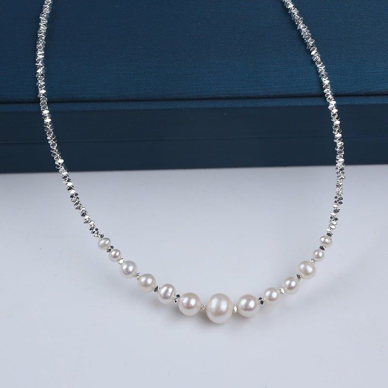 Vòng Cổ Ngọc Trai  Dạng Hạt Tròn Chạy Dainty Phối Bạc Sterling - Vòng Cổ Thanh Lịch Phong Cách Công Chúa MADAME HIEN PEARLS Cho Nữ CT075