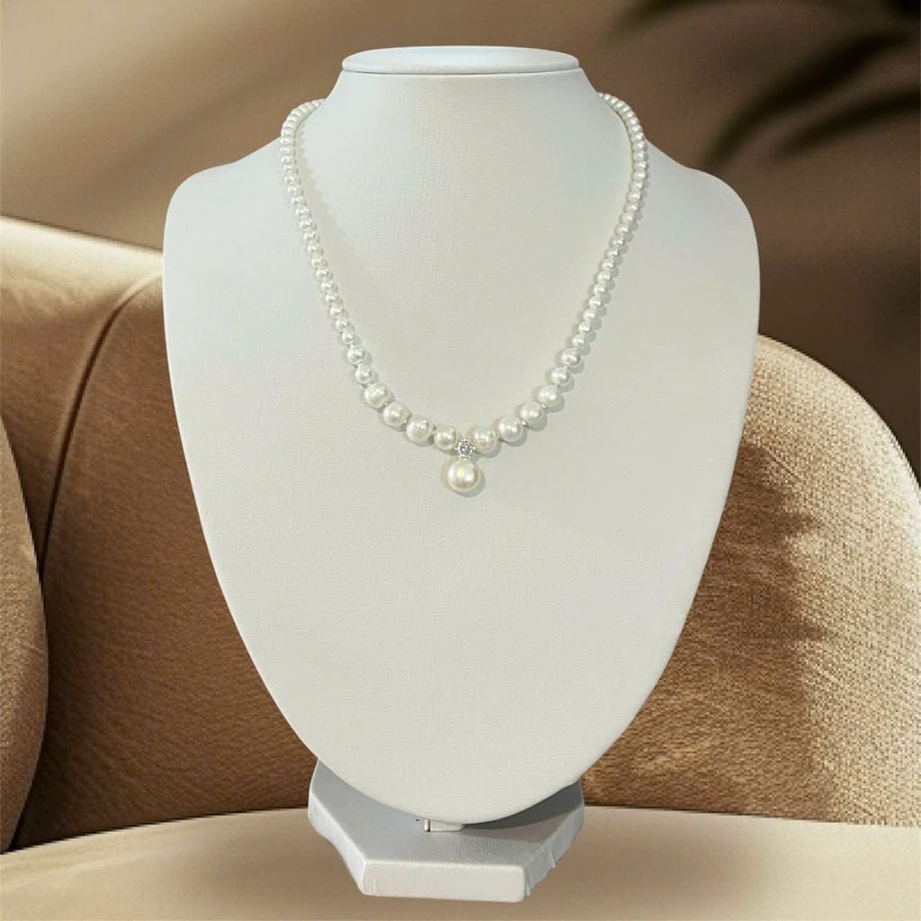 Vòng Cổ Ngọc Trai Hạt Tròn Chạy Dainty VIP Mặt Hạt Tròn - Vòng Cổ Thanh Lịch Phong Cách Công Chúa MADAME HIEN PEARLS Cho Nữ CT076VIP