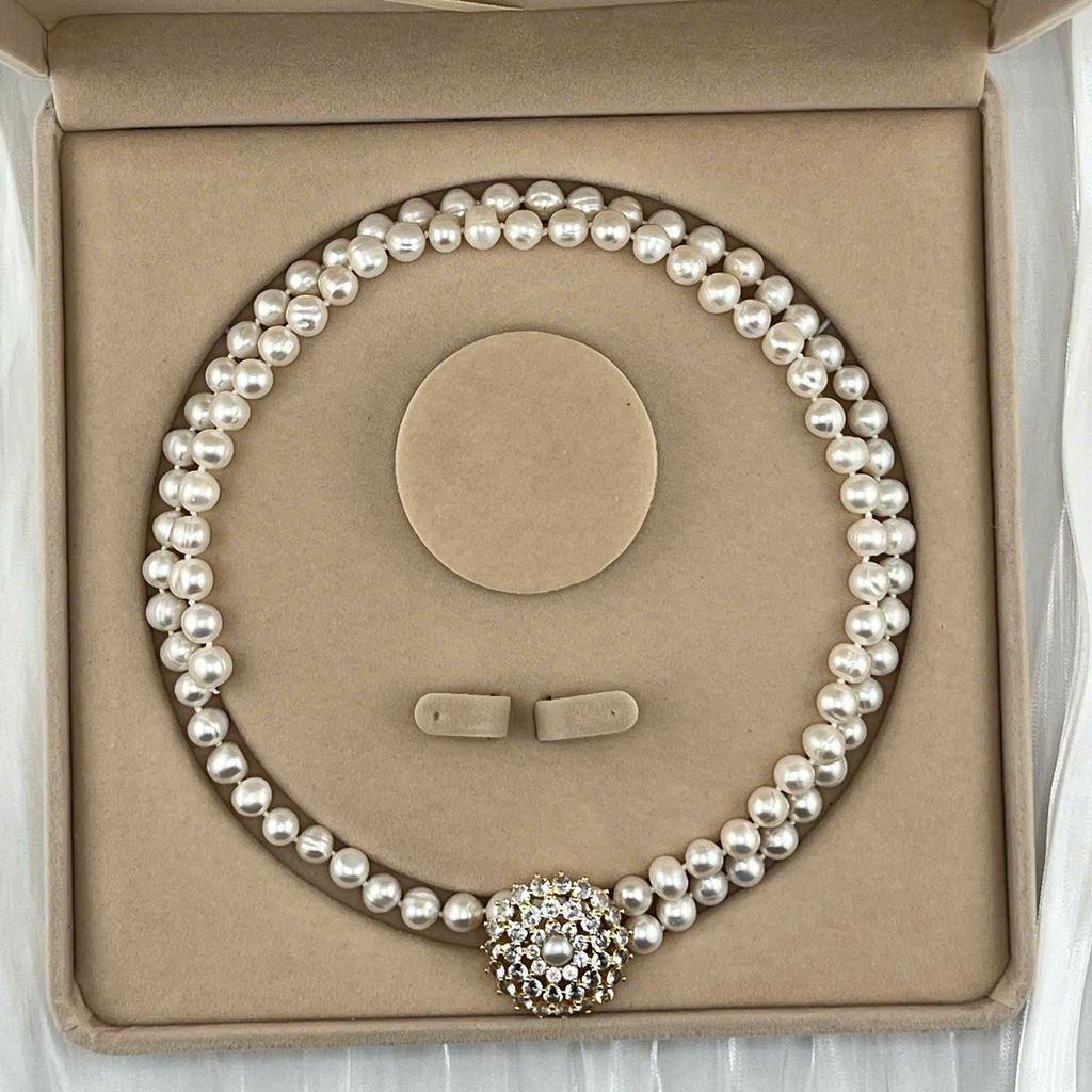 Vòng Cổ Ngọc Trai Tự Nhiên 8-9mm Dài 80cm Khoá Hoa Hướng Dương Đính Đá Long Lanh Sang Trọng MADAME HIEN PEARLS Cho Nữ CT062