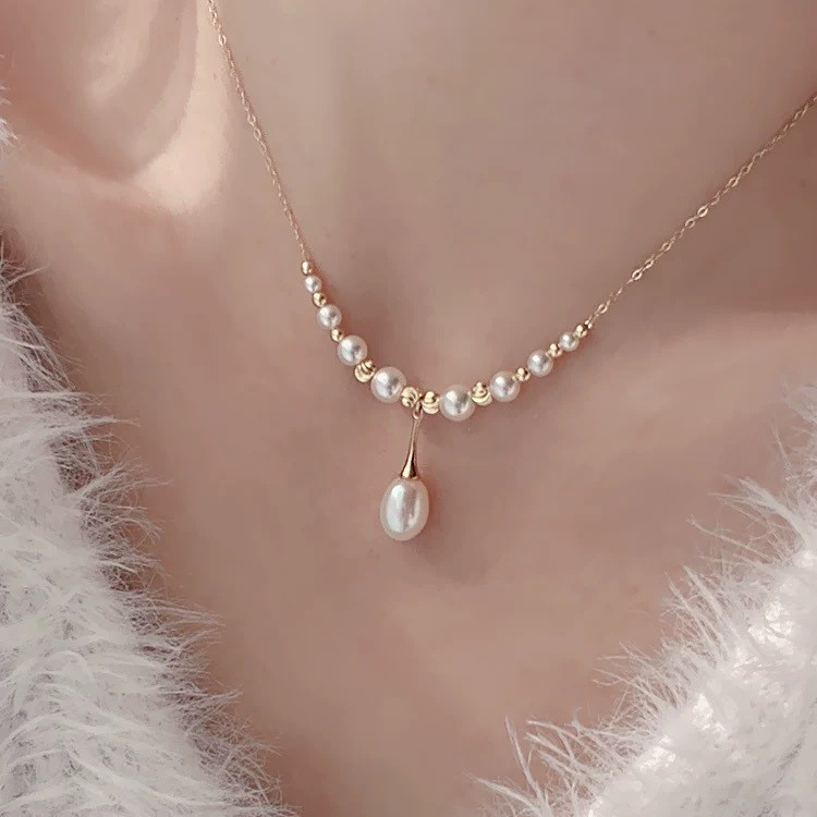 Vòng Cổ Ngọc Trai Choker Hạt Chạy Phối Mặt Ngọc Trai Giọt Nước Tự Nhiên MADAME HIEN PEARLS Cho Nữ CG080