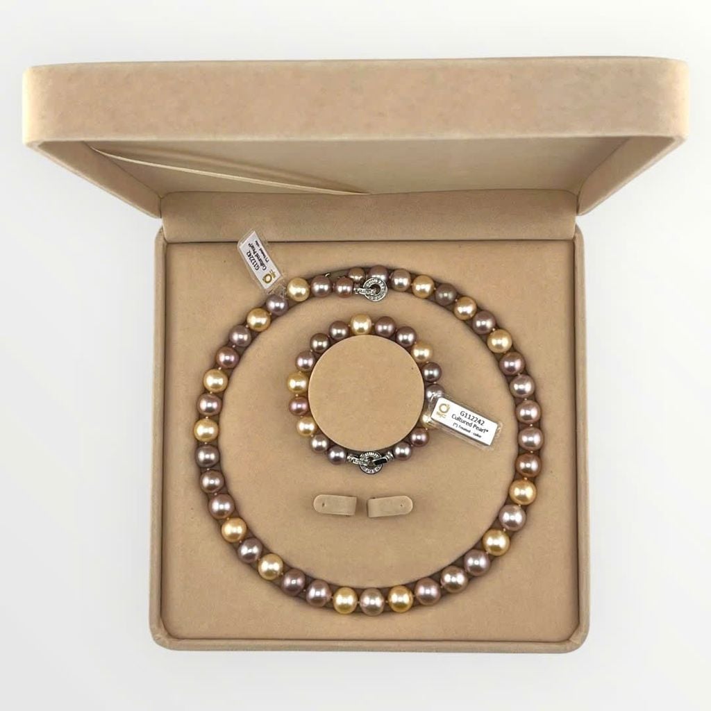 [Kèm kiểm định] Bộ Set Ngọc Trai VIP Vòng cổ và Vòng Tay Bộ Trang Sức Ngọc Trai Tứ Quý Tự Nhiên 10-13mm AAAA Cao Cấp Ngọc Trai Phú Quốc Giá Sỉ SCT049