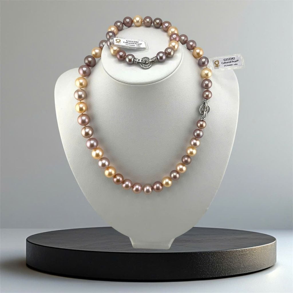 [Kèm kiểm định] Bộ Set Ngọc Trai VIP Vòng cổ và Vòng Tay Bộ Trang Sức Ngọc Trai Tứ Quý Tự Nhiên 10-13mm AAAA Cao Cấp Ngọc Trai Phú Quốc Giá Sỉ SCT049