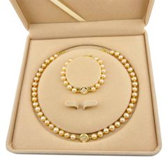 Bộ Set Ngọc Trai Hạt Tròn 6-7mm Khoá Dây Có Thể Điều Chỉnh Mặt Cỏ 4 Lá Phong Cách Van Cleef & Arpels MADAME HIEN PEARLS SCT027