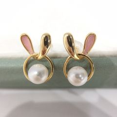 Hoa Tai Ngọc Trai Tự Nhiên Hình Thỏ Tai Hồng Trang Sức Nữ Dễ Thương Quà Tặng Ý Nghĩa MADAME HIEN PEARLS BTN314